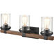 Taos 3 Light 23 inch Matte Black/Wood Grain Vanity Light Wall Light